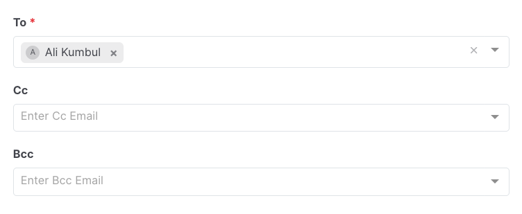 Send Email: Cc and Bcc fields